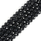 6mm Black Spinel Faceted Gemstone Round Loose Beads Strand 15.5-16" DIY Jewelry Making - color: Black Spinel