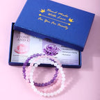 2/3-Pieces 4mm 6mm 8mm Natural Crystal Gemstone – Handmade Reiki Energy Healing Stretch Bracelets Jewelry for Yoga, Meditation, Unisex - color: 3 Pieces (Amethyst&PinkQuartz&WhiteJade), size: 6mm
