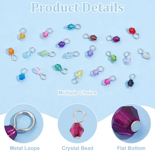 PH PandaHall 110pcs 22 Colors Crystal Bead Charms, 5mm Crystal Dangle Charm Pendants Acrylic Bicone Beads Charms Tiny Bead Dangles for DIY Earring Necklace Bracelet Keychain Jewelry Making
