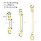 Necklace Extenders 14K Gold Plated Solid Brass Chain Extension Extenders for Necklace Bracelet Anklet（1 2 3 inch） - color: B-14K Gold