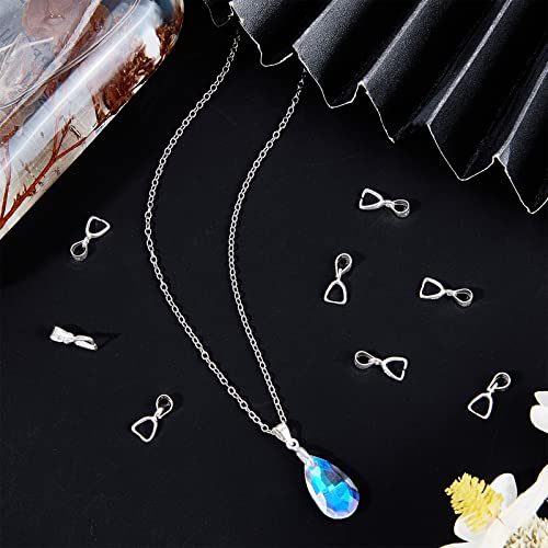 Beebeecraft 10Pcs/Box Small Pinch Bails Clasp 925 Sterling Silver Ice Pick Pinch Bails Dangle Charms Pendant Connector 12x5mm for Necklace Jewelry Making - color: Silver#3