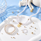 PH PandaHall 600pcs 18k Gold Spacers Beads, 6 Size Little Round Loose Beads Smooth Gold Ball Brass Beads for Summer Hawaii Stackable Necklace, Bracelet, Earring Making (2/3/4/5/6/8mm) - size: 2/3/4/5/6/8mm