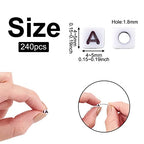 240pcs Opaque Acrylic Letter A Cube Beads White Plastic Alphabet Loose Spacer Square Beads 4-5mm for DIY Name Bracelet Necklace Jewelry Crafts Making Hole: 1.8mm - color: Letter A#White and Black