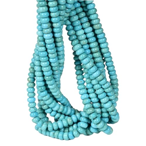 ICAI Beads Natural 5x8mm Rondelle Beads, Abacus Disk Stone Spacer Beads – Loose Natural Gemstone Beads for DIY Bracelet, Necklace, Jewelry Making (Blue Turquoise) - color: Blue Turquoise, size: 5x8