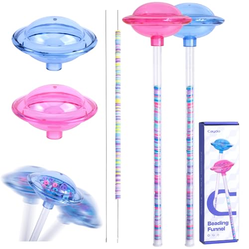 Caydo 2 Pack Bead Funnel for Clay Beads Bracelet Making, Bead Spinner Maker Kit with Graduated Scale for Polymer Clay Beads with Transparent Tube, Clip and Beading Needle, Adults DIY Craft Supplies - size: 2 Pack