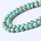 Gold Wire Turquoisee Stone Beads for Jewelry Making Gemstone Round Crystal Bracelet Necklace 1 Strand 15.5inch 31PCS 12MM - color: Gold Wire Turquoisee, size: 12MM