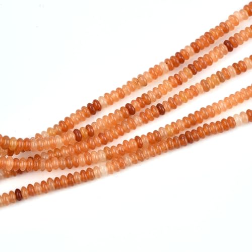 165pcs 4x2mm Natural Red Aventurine Disk Rondelle Spacer Stone Semi Precious Gemstone Loose Beads for Jewelry Making 15 Inch - color: Red Aventurine