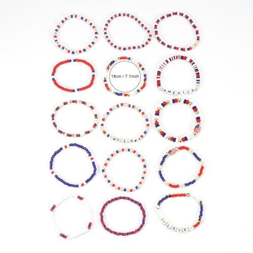 Twinfree Bohemia Beaded Bracelet for Women, Polymer Clay Stretch Bracelets - color: color 2