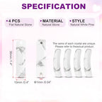 PATIKIL 4 Pcs Natural Stone, 36 x 10 mm Natural Curved Clear Quartz Stone Crystal Handmade Jade Flat Beads for DIY Crafting, Natural White Pine - color: Natural White Pine