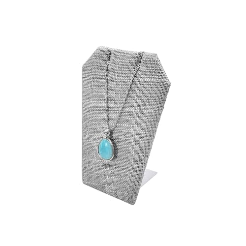 MOOCA 6 Pcs Natural Gary Linen Earring Display Stand Necklace, Pendant Jewelry Organizer Display Holder for Earring, Pendant, Necklace Stand for Showcase, Gray, 2 1/2 W x 1 3/4 D x 3 1/4 H in - color: Gray Linen