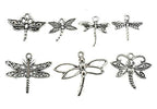 Assorted Dragonfly Charm Pendant Connector for DIY Jewelry Making Accessaries(13pcs,Antique Silver Tone)