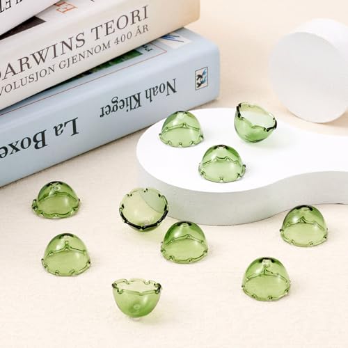 FASHEWELRY 10Pcs Flower Glass Beads Caps 21mm Green Wind Bell Beads 21mm Glass Fishing Beads Floral Jellyfish Beads for Wind Chimes Craft Jewelry Making - color: 21mm，Medium Sea Green