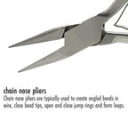 The Beadsmith Chain Nose Pliers, 6.25 inches (159mm), Polished Steel Head with Elongated Handle & Double-leaf Spring - style: Chain Nose