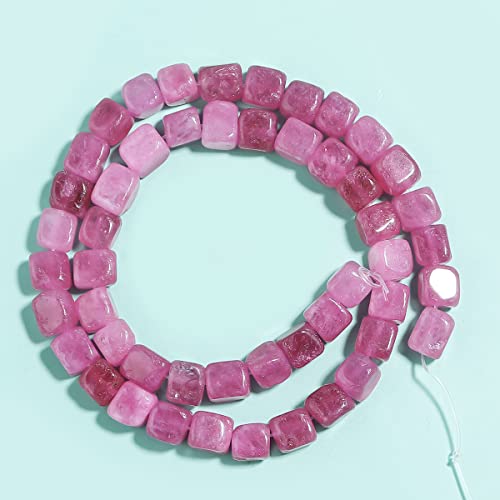 8MM Natural Hibiscus Jade Gemstone Loose Square Cube Beads Stone Healing Power for Jewelry Making DIY Bracelet Necklace - color: Hibiscus Jade