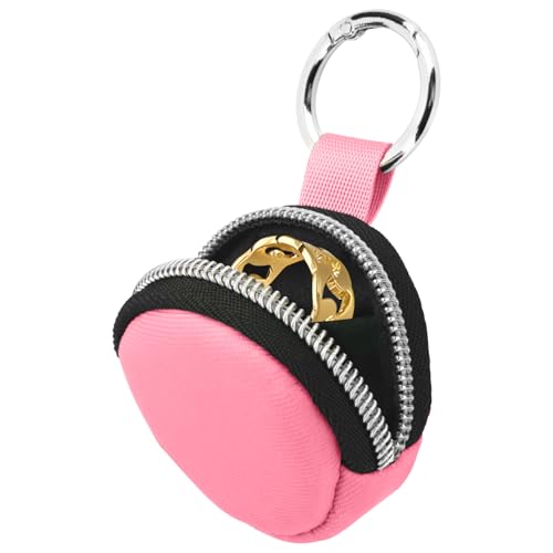 Homakover Portable Ring Organizer Case with Keychain, Traveling Ring Holder Storage Bag, Anti-Lost Keychain Container for Smart Rings, Jewelry (1, Pink) - color: Pink