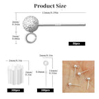 Silver Ball Earring Posts Hypoallergenic Earring Studs Ball Ear Pin with 925 Sterling Silver Post for DIY Jewelry Making Findings - color: A Style-Silver Dull Polish Ball