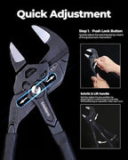 toolant 7&10&12-INCH Plier Wrench, CR-V Construction Adjustable Wrench With Pouch, Black Finish Smooth Jaw Pliers, Parallel Jaws with Comfortable Grips - size: 7&10&12-Inch Black