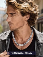 Bandmax Cuban Link Necklace for Men, Stainless Steel Chain, 5/7/10/13.5mm - color: c. 10mm Stainless, size: 22 inch