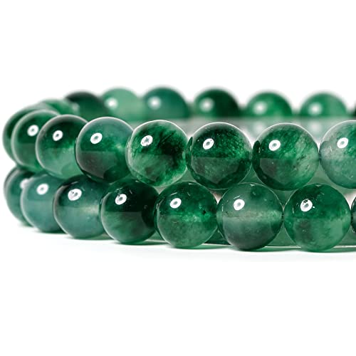 10mm Natural Aquatic Chalcedony Round Bead - 35PCS Bulk Gemstone Beads for Jewelry Making, DIY Bracelets, Necklaces - Includes Crystal Stretch Cord - Stone Beads for Crafting Gifts - color: Aquatic, size: 10mm