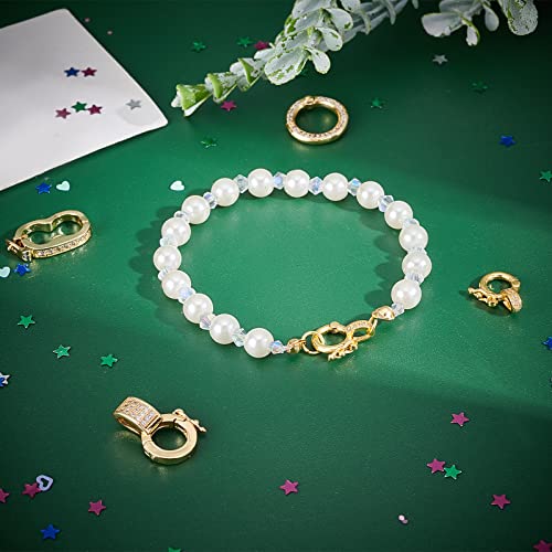 CHGCRAFT 8Pcs Fold Over Clasps Long-Lasting Plated Brass Micro Pave Cubic Zirconia Twister Clasps Interchangeable Bail Clasps for Jewelry Making - color: 8Pcs 4 Styles Fold Over Clasps