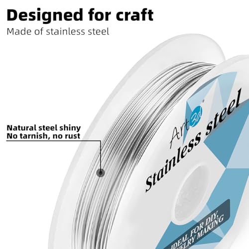 Art3d 20 Gauge Stainless Steel Wire, Bendable Soft Crafting Wire for Jewelry Making Earring Beading DIY Wrapping Sculpting - 120 FT Silver - color: Stainless Steel, size: 20 Gauge / 120 Ft