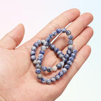 HARFINGTON 50pcs Natural Stone Beads 6mm Blue Spot Round Gemstone Stone Loose Beading Real Genuine Smooth Balls Bead for Jewelry Making Bracelets Necklace Earrings DIY - color: Blue Spot, size: 6mm
