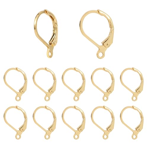 100pcs 18K Gold Filled Leverback Earring Hooks, Hypoallergenic French Dangle Ear Wire Findings for DIY Jewelry Making (Gold) - color: Gold