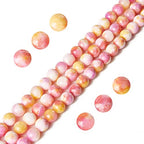 35pcs 10mm Pink Yellow Jade Beads Natural Gemstone Beads Round Loose Beads for Jewelry Making - color: Pink Yellow Jade, size: 10mm