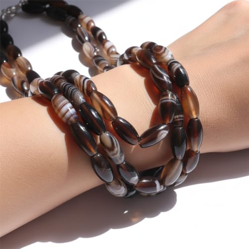 Botswana Agate Beads for Jewelry Making Natural Gemstone Semi Precious 8x16mm Oval Rice 15" JOE FOREMAN - color: 8x16mm/oval rice botswana agate
