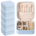 Taiyin Travel Jewelry Case, Bridesmaid Gifts Mini Jewelry Organizer, PU Leather Portable Earring Box for Women Girls - color: Blue