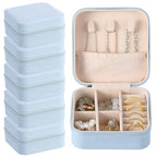 Taiyin Travel Jewelry Case, Bridesmaid Gifts Mini Jewelry Organizer, PU Leather Portable Earring Box for Women Girls - color: Blue