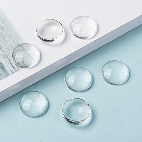 Craftdady 200Pcs Transparent Clear Glass Cabochons 17.5-18mm Flat Back Half Round Dome Tiles for Photo Pendant Jewelry Craft Making - color: Transparent Clear, size: 18mm Round