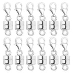 Magnetic Necklace Clasp with Lobster Clasp 18K Gold and Silver Magnetic Jewelry Clasps for Necklaces Extender Bracelet Clasps and Closures - color: 12Pcs Silver