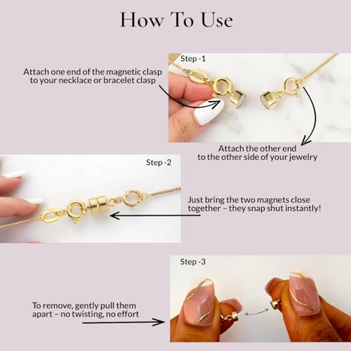 Jewelili Yellow Gold Filled Round Magnetic Clasp Converter | Converts Necklaces or Bracelets with Spring Ring Clasp | 1 Piece | Gift Box Included | Timeless Fashion Jewelry - color: Yellow Gold Filled, size: 1 Clasp