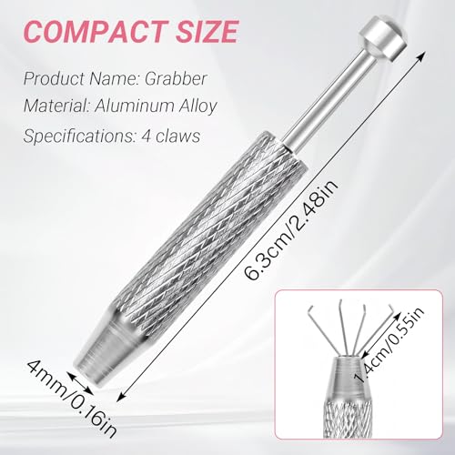 2PCS Piercing Ball Grabber Tool, 4 - Claw Stainless Steel Jeweler Pick Up Tools,Septum Ball Screw Tool for Piercing Changing/Removal,Earring Pearl Grabber for Jewelry/Electronic Components - color: 2pcs Silver