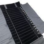 Portable Jewelry Roll Untangled Secure Necklace Travel Storage Bag Displays Holder 16 Chain (Black) - color: Black