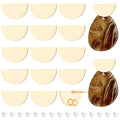 BENECREAT 20Pcs 18K Real Gold Plated Earring Studs, Flat Half Round 9x16mm Brass Ear Studs with Vertical Loops and 40Pcs Earring Nuts for DIY Earring Jewelry Making, Hole: 2.5mm - color: Flat Half Round