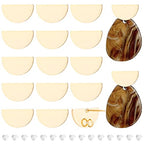 BENECREAT 20Pcs 18K Real Gold Plated Earring Studs, Flat Half Round 9x16mm Brass Ear Studs with Vertical Loops and 40Pcs Earring Nuts for DIY Earring Jewelry Making, Hole: 2.5mm - color: Flat Half Round