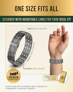 MagnetRX® 3X Strength Magnetic Bracelets for Men – Effective Magnetic Mens Titanium Bracelet – Premium Fold–over Clasp & Adjustable Length with Sizing Tool & Gift Box (Gunmetal) - color: Gunmetal (3X Strength)