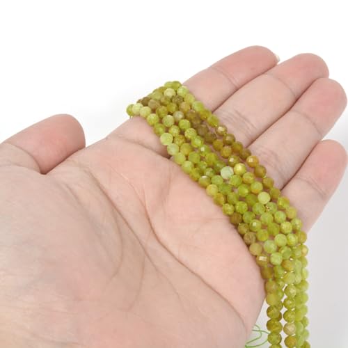 A Green Opal 4mm Faceted Round Beads Loose Beads 16 Inch for Jewelry Making Beads - color: A Green Opal