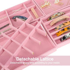 12Pcs Velvet Stackable Jewelry Trays, Jewelry Drawer Organizer, Large Removable Display Jewelry Tray, Necklace Bracelet Storage Box for Earring, Ring, Brooch, Watch (Pink) - color: Pink