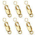 Dailyacc 925 Sterling Silver Lobster Clasp with Closed Jump Rings Gold Necklace Clasps and Closures for Jewelry Bracelet Extender,Made in Italy - color: 6pcs Gold, size: 0.39IN/10MM