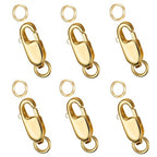 Dailyacc 925 Sterling Silver Lobster Clasp with Closed Jump Rings Gold Necklace Clasps and Closures for Jewelry Bracelet Extender,Made in Italy - color: 6pcs Gold, size: 0.39IN/10MM