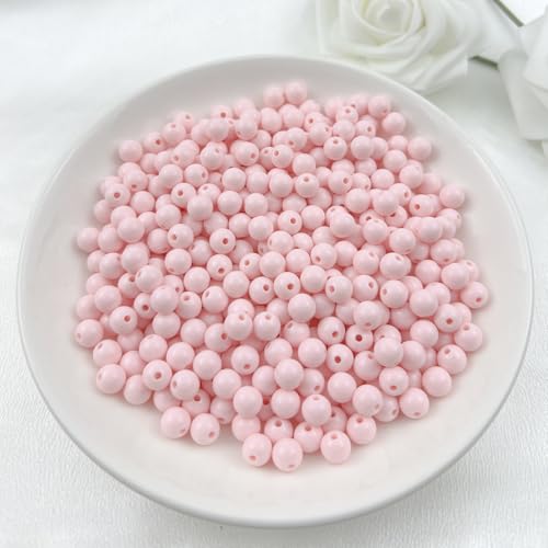 120Pieces 12MM Acrylic Round Beads Round Acrylic Balls Chunky Beads Smooth Spacer Plastic Pastel Beads Craft Beads for Necklace and Bracelet Making Crafting Supplies(178-light Pink) - color: 178-light pink, size: 12MM