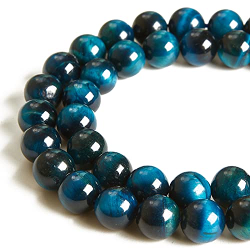 150pcs 8mm Aquamarine Tiger Eye Beads Natural Gemstone Beads Round Loose Beads for Jewelry Making - color: Aquamarine Tiger Eye, size: 8mm