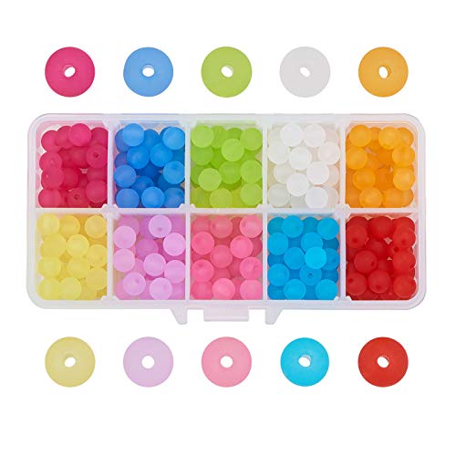 LiQunSweet 300 Pcs 10-Colors Frosted Style Acrylic Loose Ball Beads Round for Bracelet Earrings Necklace Hair Ornament Decoration Jewelry Making & Craftings - 8mm - color: 10-Colors_Round Frosted_8mm_300Pcs