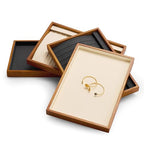 Oirlv 8 Line Wood Ring Storage Tray Jewelry Drawer Organizer Showcase Ring Earrings Display Holder(Creamy-white) - color: Creamy-white ring tray