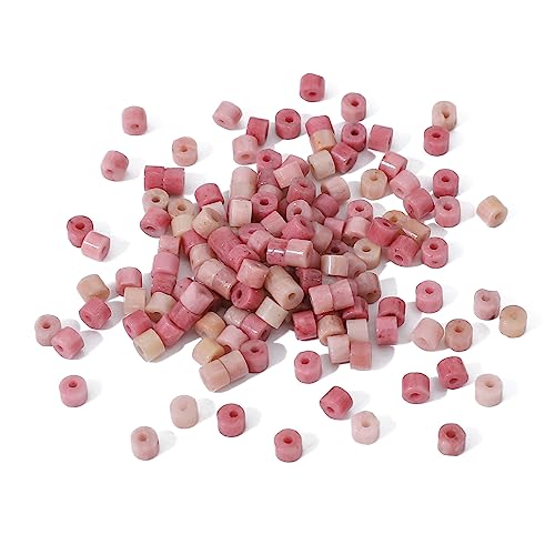 BEADIA Natural Rhodochrosite Short Cylinder Beads 2x3mm 155pcs Tube Loose Semi Gemstone Beads for Jewelry Making Design - color: Rhodochrosite
