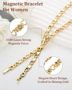 BioMag Magnetic Bracelet for Women, Titanium Steel Wristband Brazaletes for Pain Relief Solid Pure Copper Jewelry Gift with Adjustable Tool - color: Gold