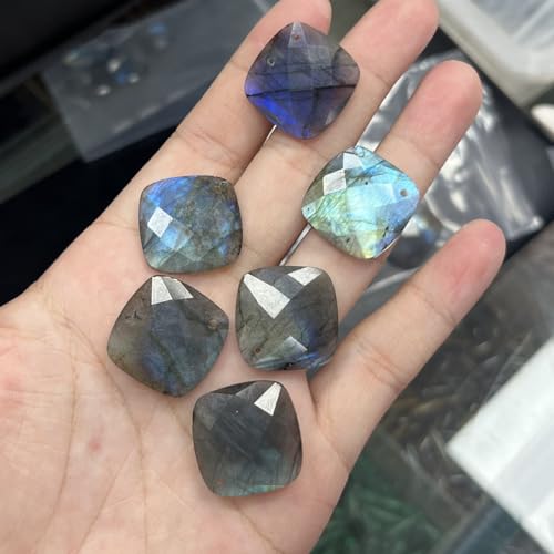 Natural Stone Pendants Faceted Flash Labradorite Stone Beads Flash Crystal Gemstone Charms for Jewelry Making Necklace Bracelet Gift - color: square